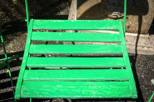 Vintage French Wooden Green Bistro Chairs