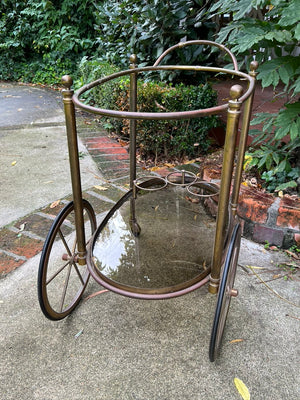 Original French Mid Century Copper & Brass Cocktail Trolley