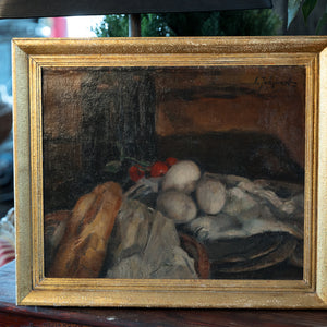 French Oil Canvas - Bread, eggs & Tomatoes