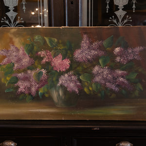 Antique French Oil Canvas ~ The Love Of Lilac ~