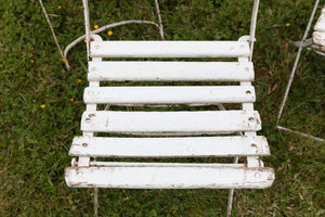 French Vintage Folding White Wooden Cafe'/Garden Chairs