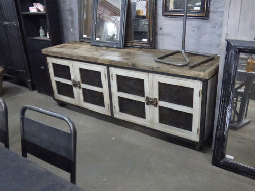 French Industrial & Wooden Console