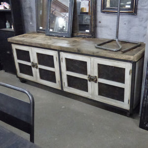 French Industrial & Wooden Console