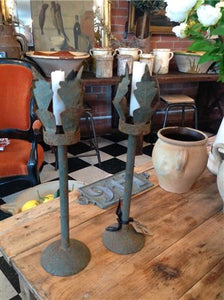 19th Century French Iron Candlesticks