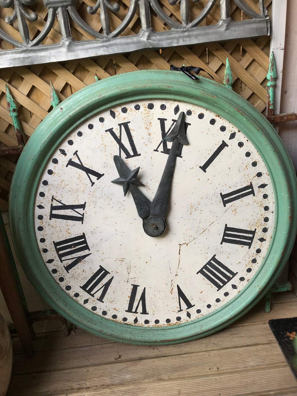 French Green Metal Clock Face