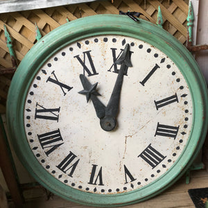 French Green Metal Clock Face