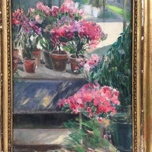 French Oil Canvas - Geraniums
