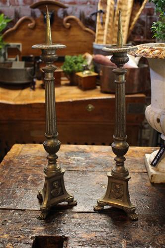 French Brass Altar Candlesticks