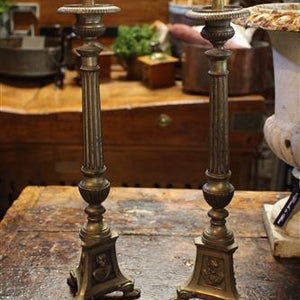 French Brass Altar Candlesticks