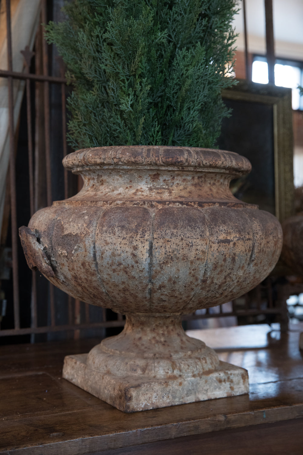 Beautiful Pair of 19th Century French Cast Iron Urns