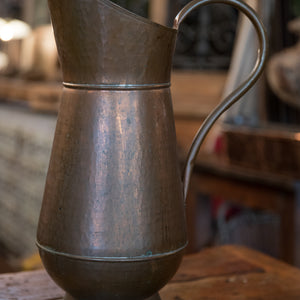 French Copper Jug With Hammered Finish