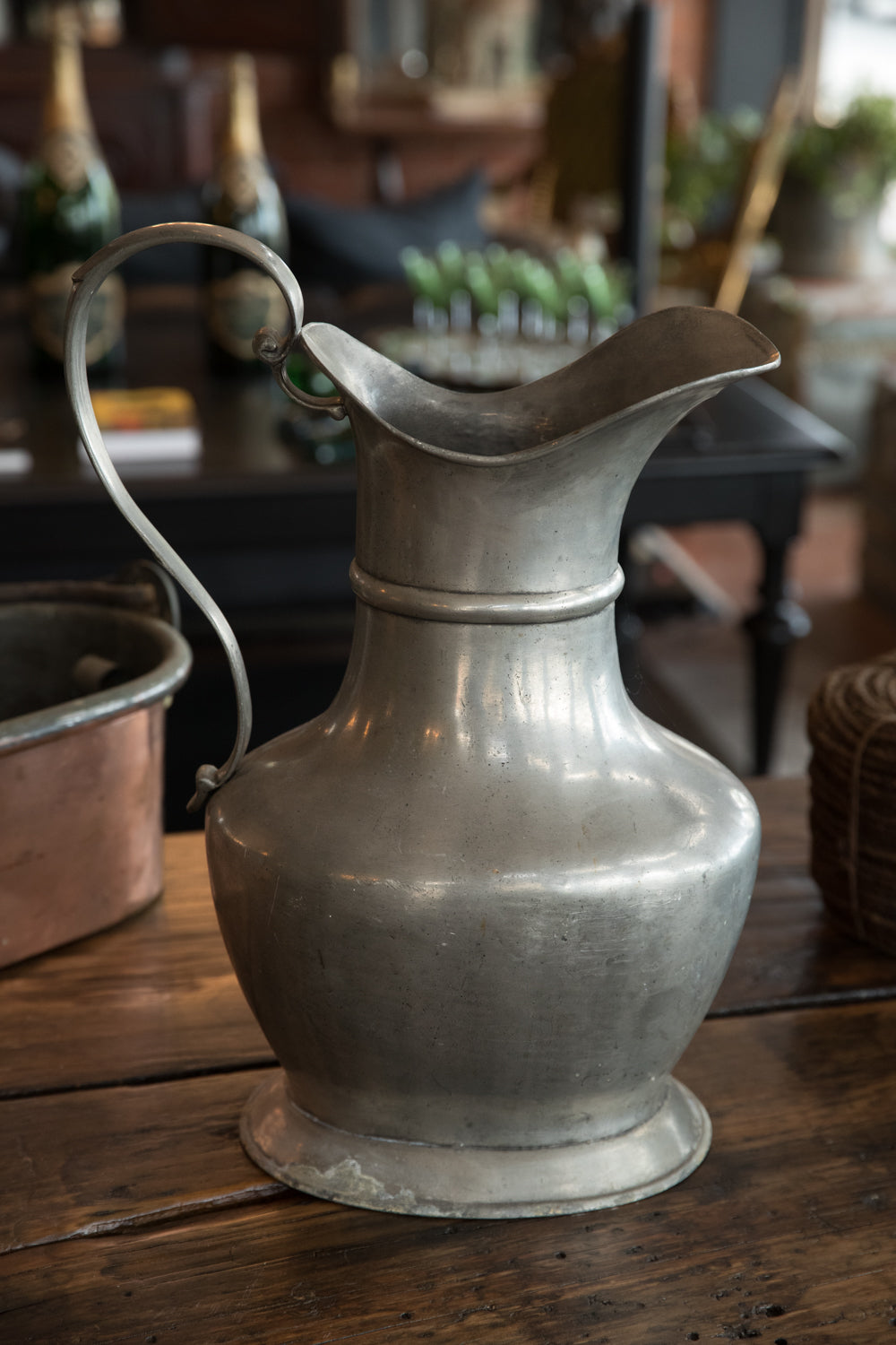 Large French Pewter Wine Jug