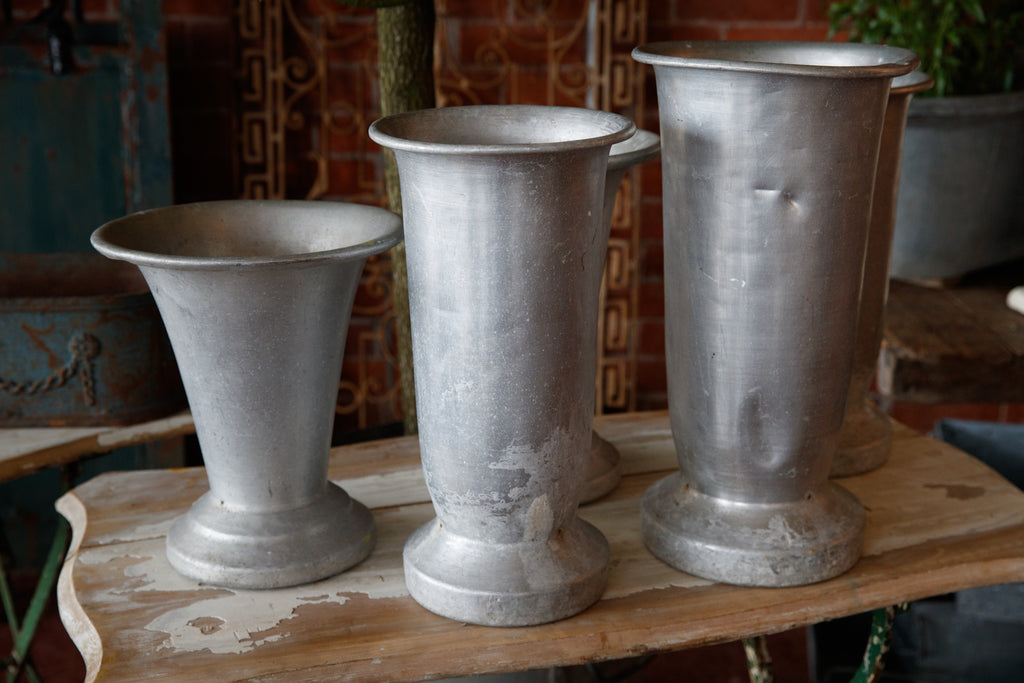 Vintage French Zinc Florist Vases