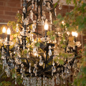 Large Black Chandelier ~ Leaf Detailing