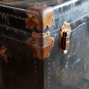 1930's French Black & Brass Trunk