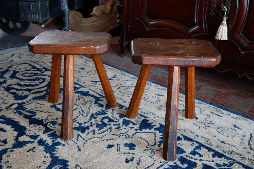 French Oak Milking Stools