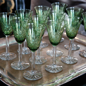 French 1930's Green Crystal Glasses