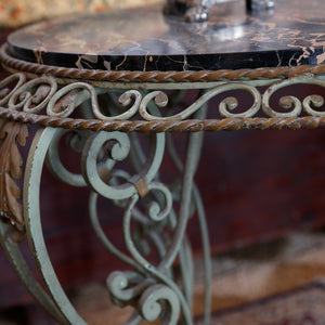 French Wrought Iron & Marble Table