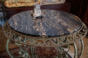 French Wrought Iron & Marble Table