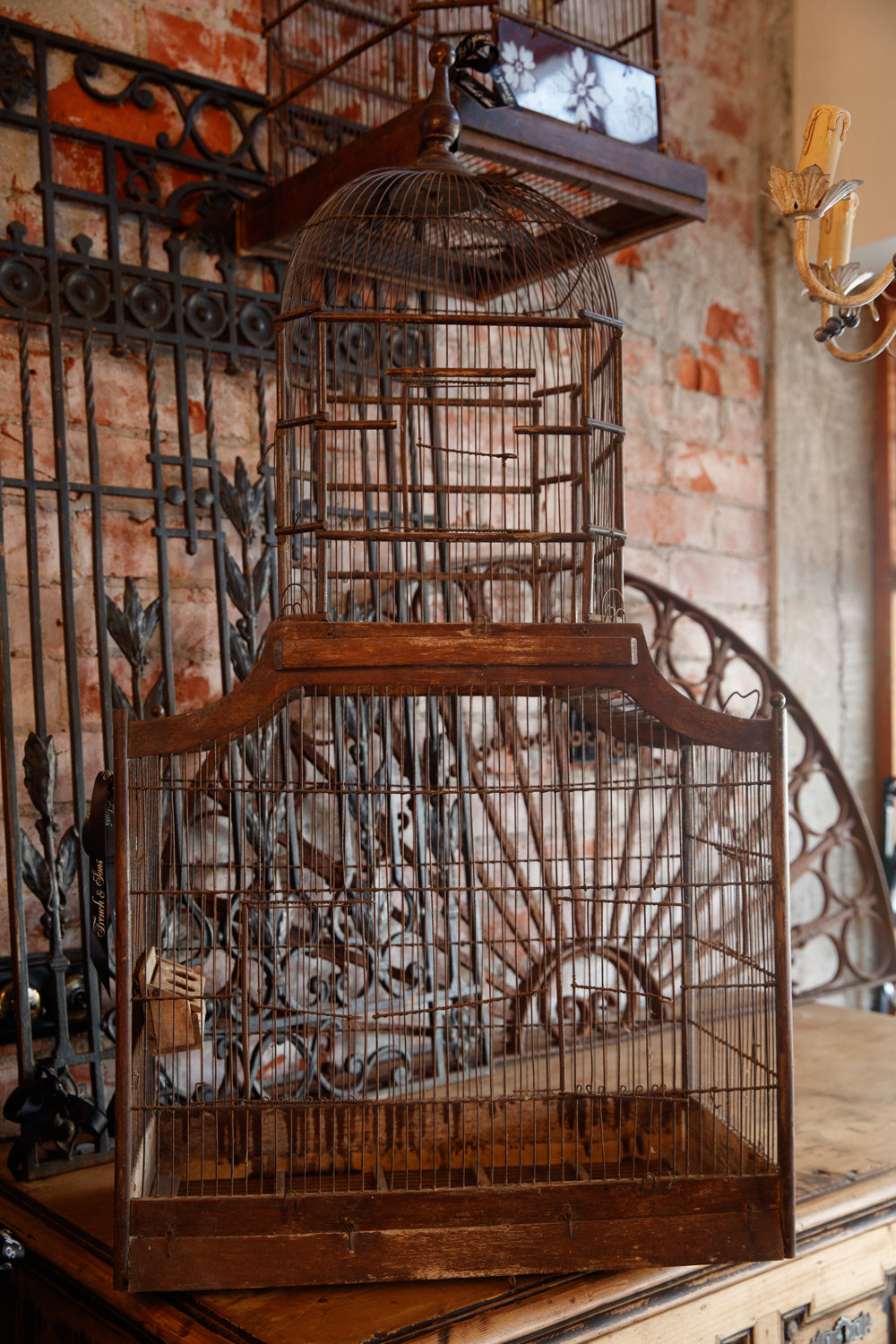 Vintage French Wooden Birdcage