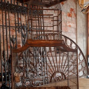 Vintage French Wooden Birdcage