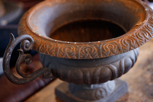 French Cast Iron Urns - Black Aged Patina