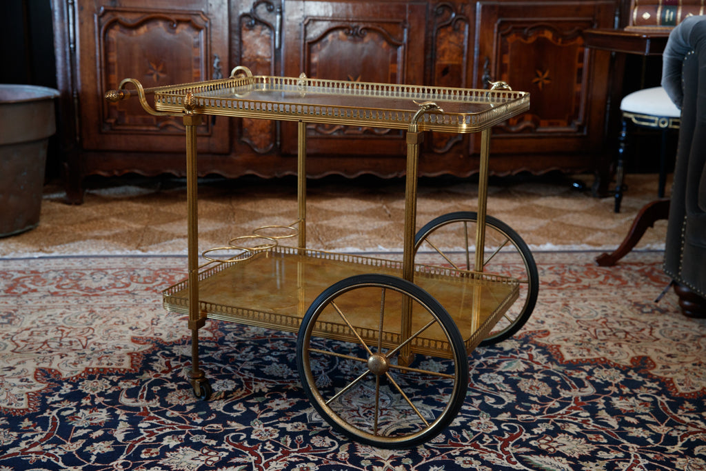 Original French Mid Century Brass Trolley