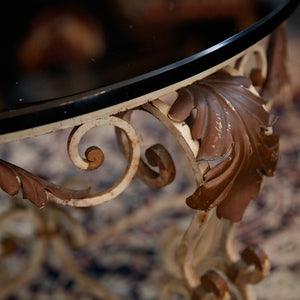 Italian Wrought Iron & Black Glass Table