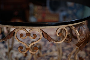 Italian Wrought Iron & Black Glass Table