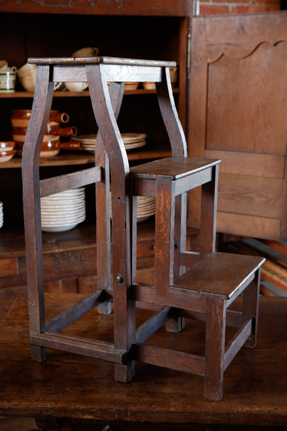 Vintage French Oak  Step Ladder Stool