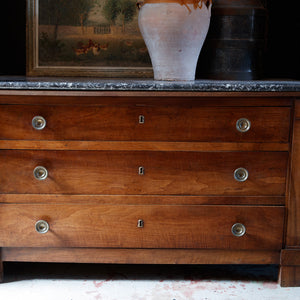 French Oak & Marble Commode