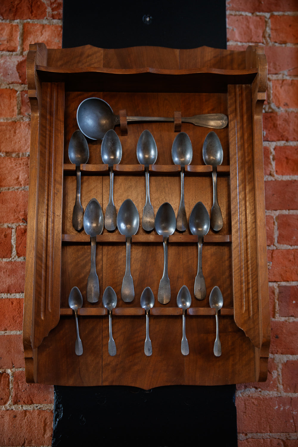 French Pine & Pewter Spoon Rack