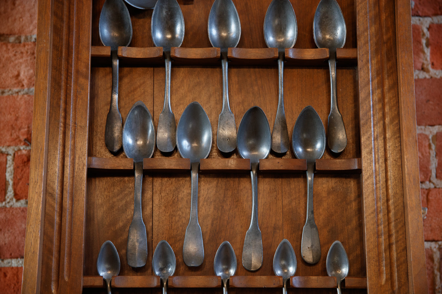 French Pine & Pewter Spoon Rack