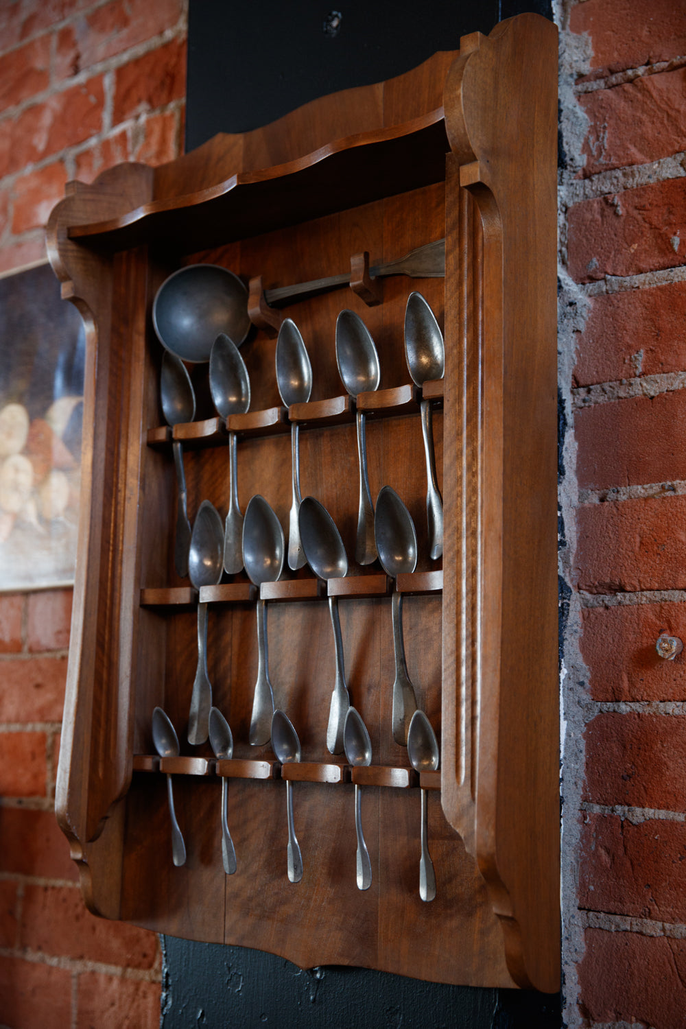 French Pine & Pewter Spoon Rack