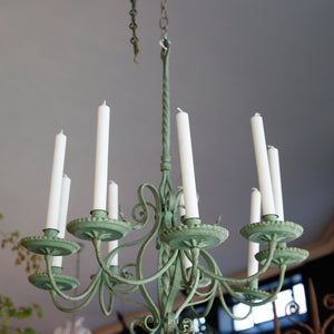 French Green Wrought Iron Candelabra