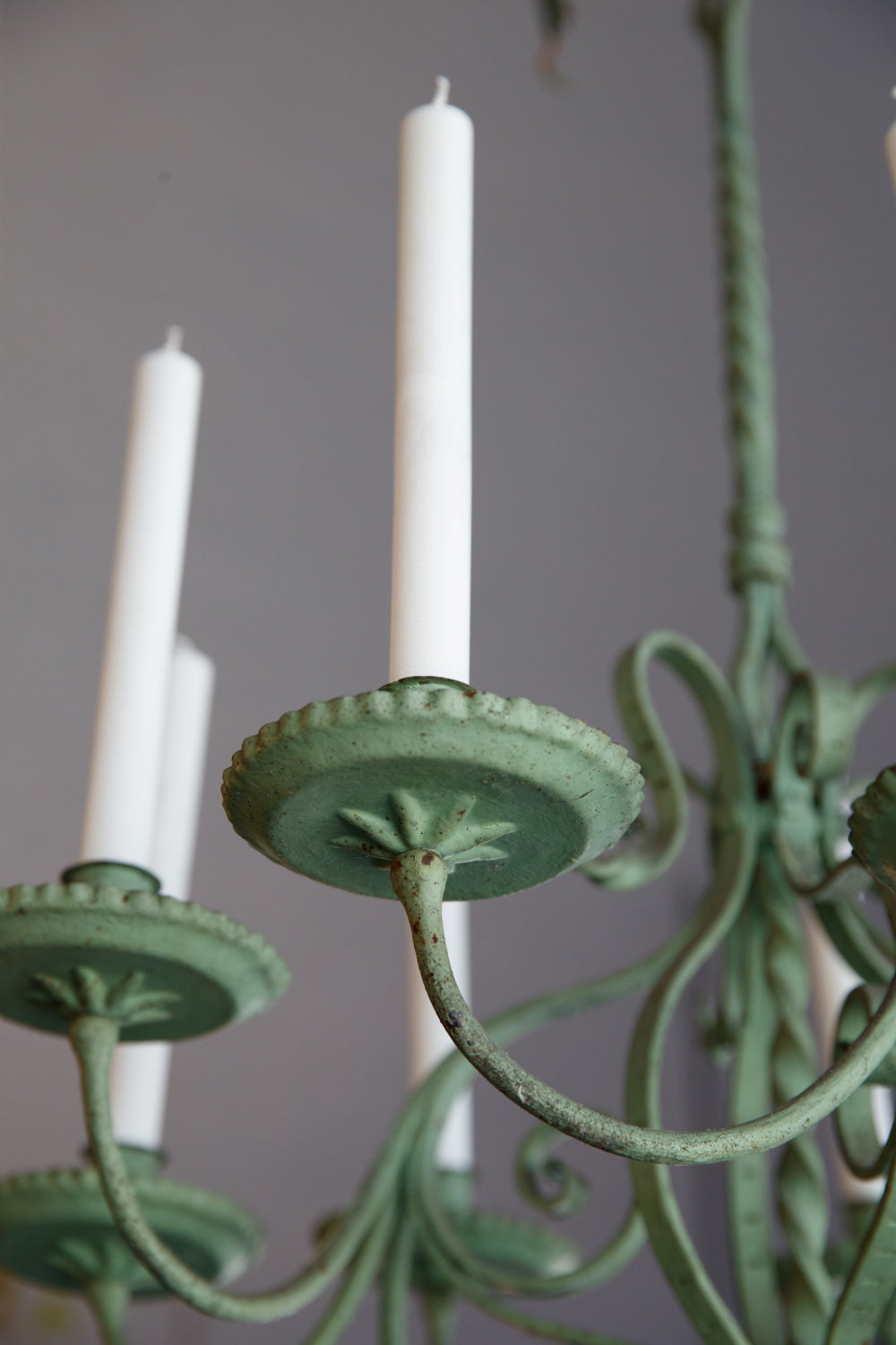 French Green Wrought Iron Candelabra