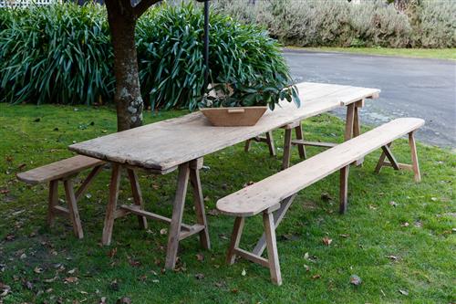 French Harvest Table & Benches