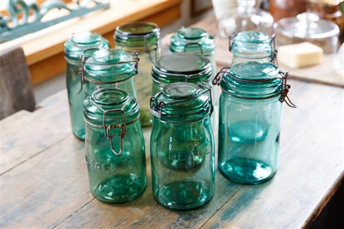 Green Glass French Preserving Jars