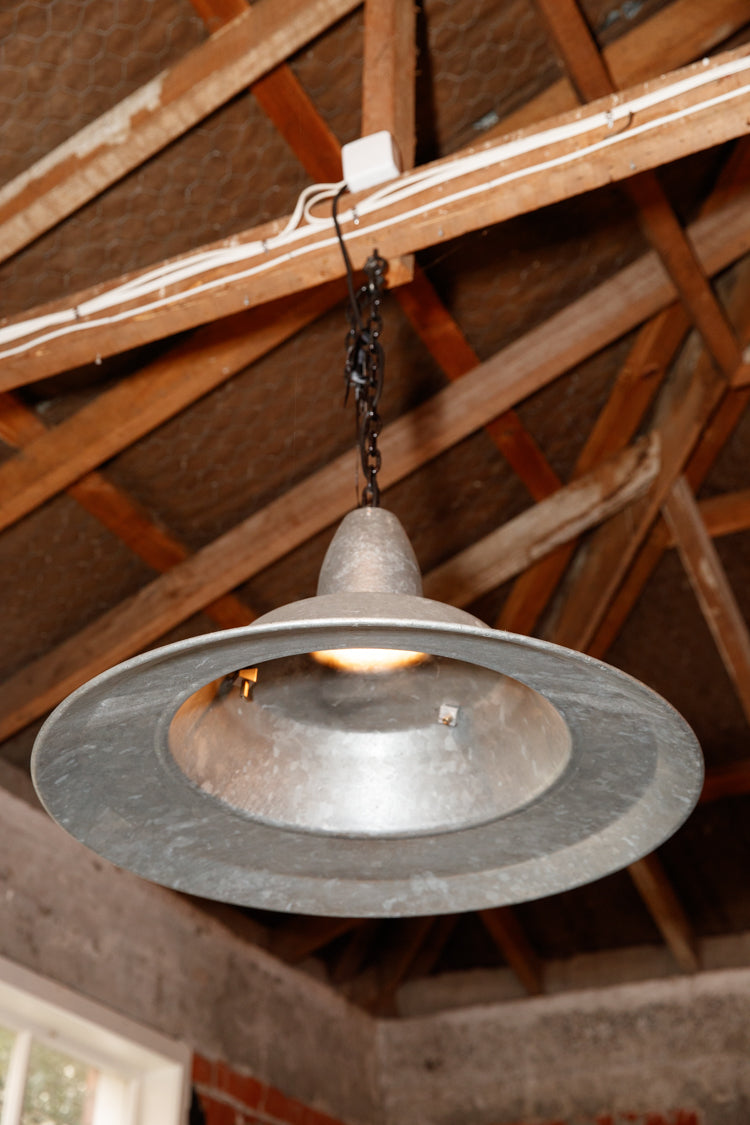 1930's French Industrial Zinc Factory Light