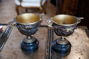 French Marble & Bronze Mantle Urns