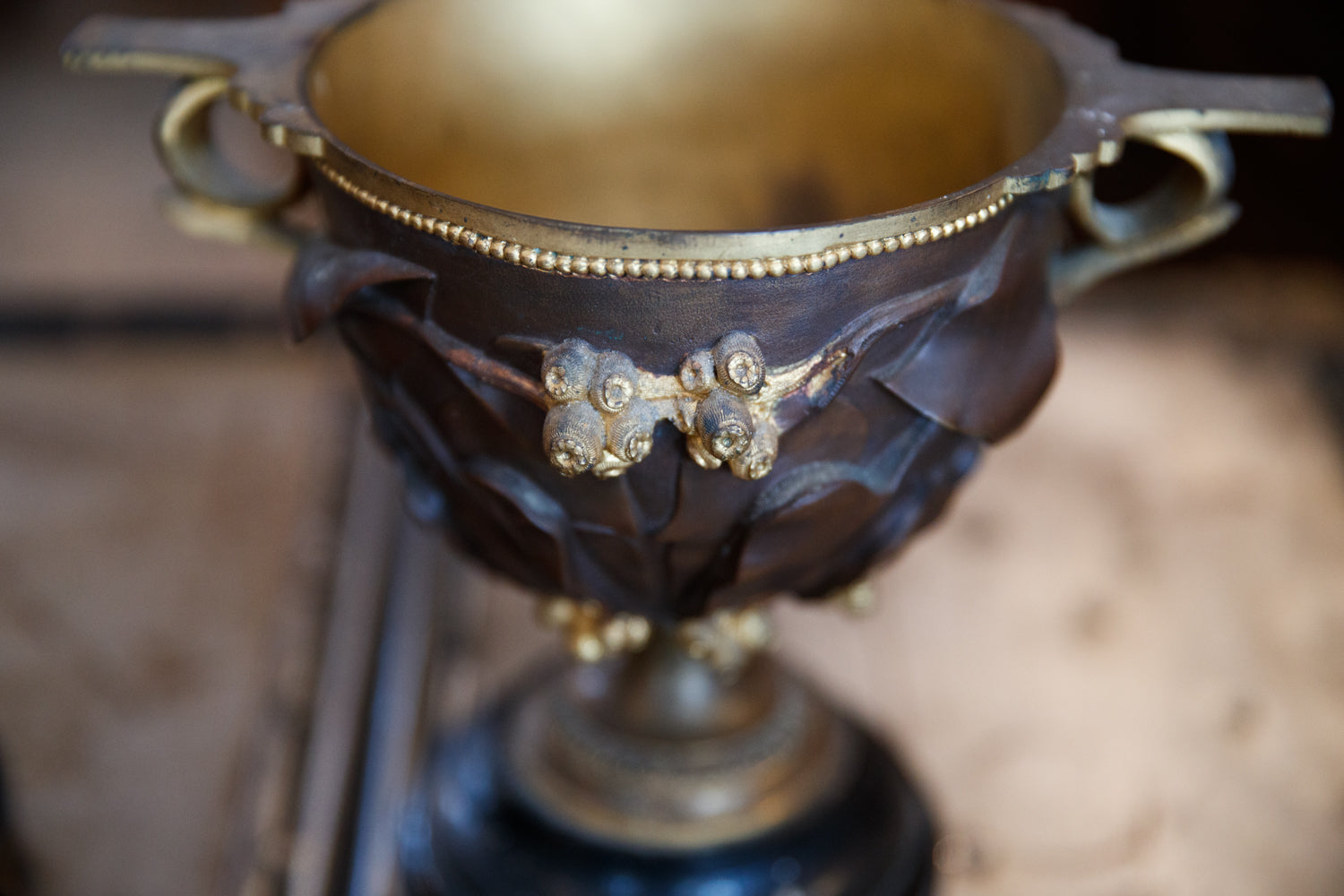 French Marble & Bronze Mantle Urns