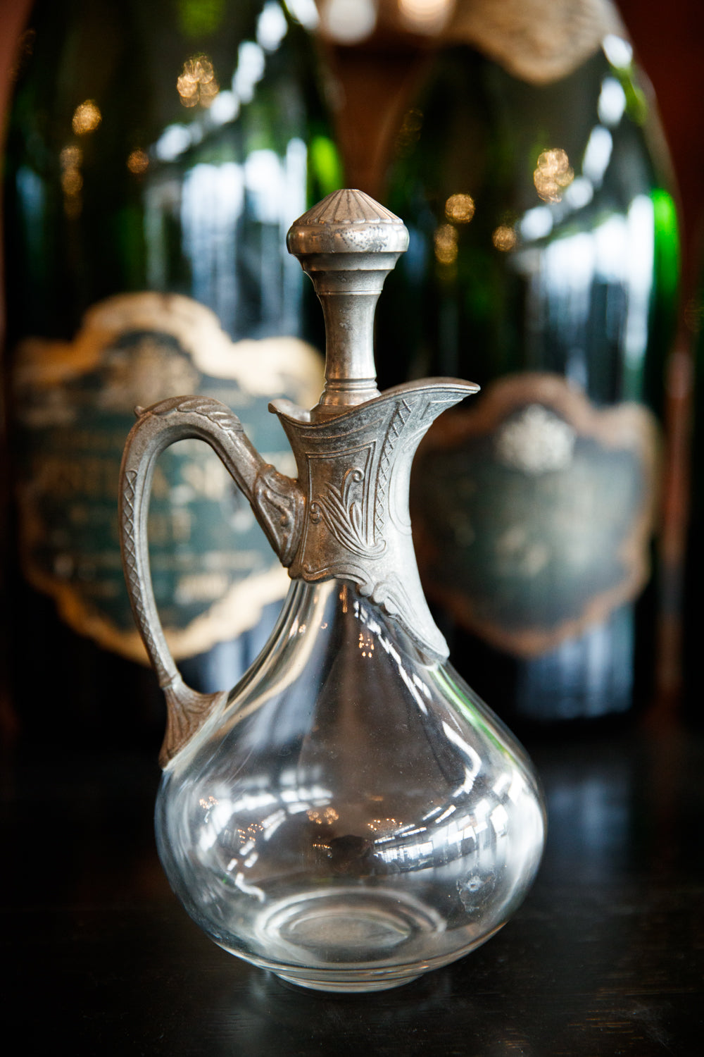 French Crystal & Pewter Decanter