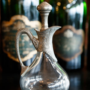 French Crystal & Pewter Decanter