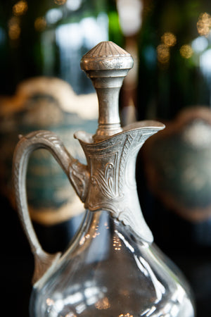 French Crystal & Pewter Decanter