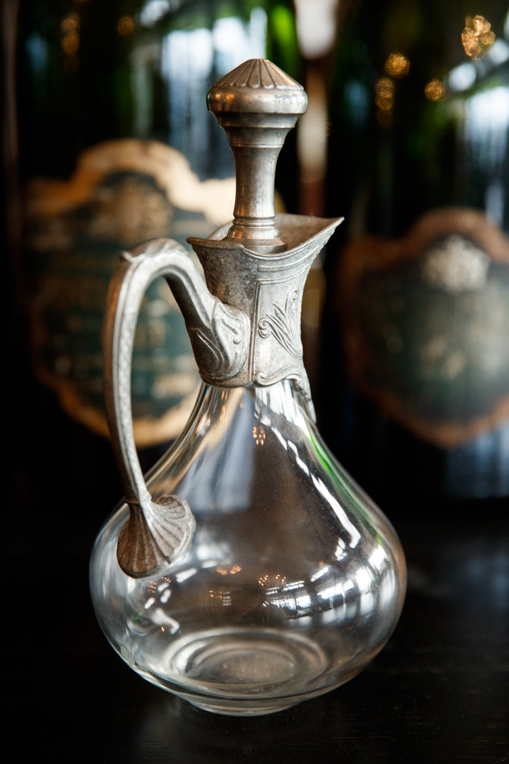 French Crystal & Pewter Decanter