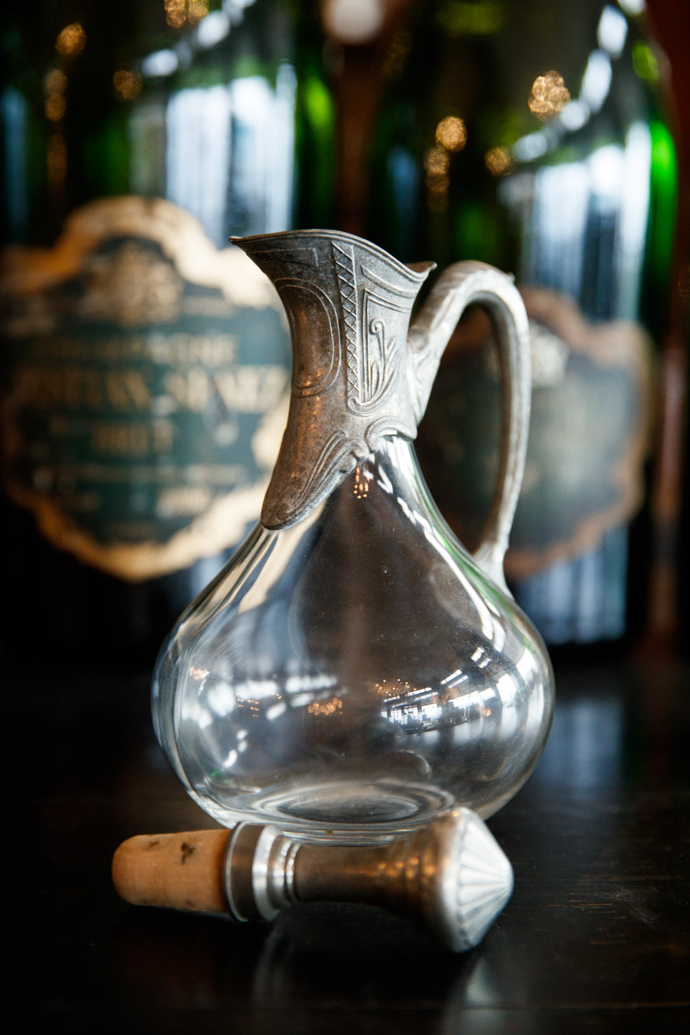 French Crystal & Pewter Decanter