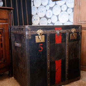 19th Century French Leather Travelling Trunk