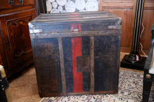 19th Century French Leather Travelling Trunk