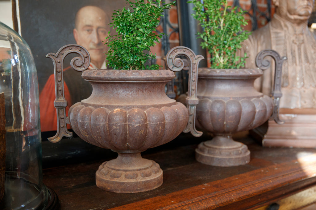 19th Century French Cast Iron Urns