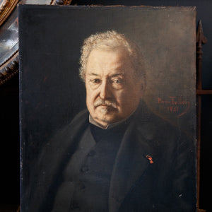 French 19th Century Portrait Of Gentle Monsieur - Oil On Canvas